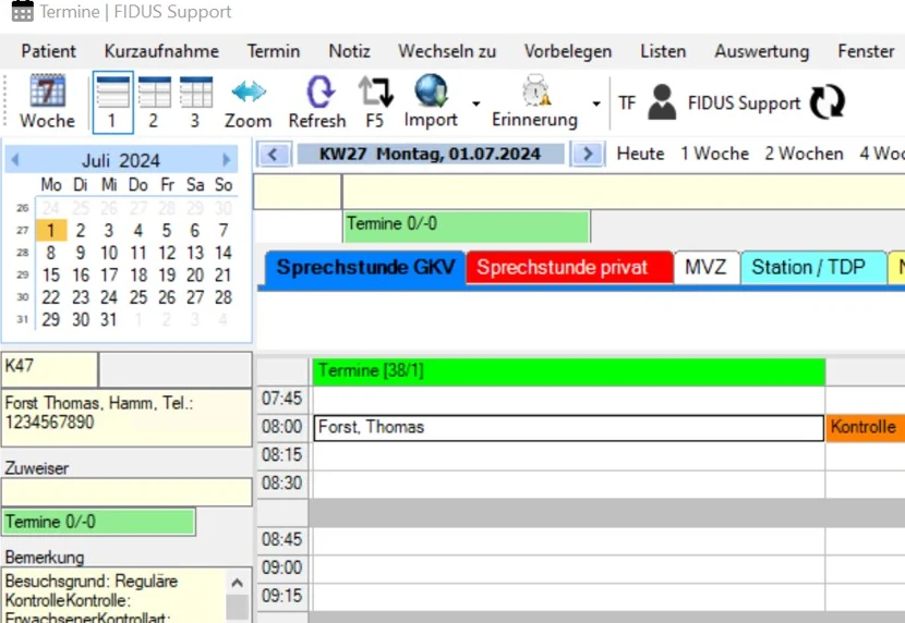 FIDUS: den Terminplaner